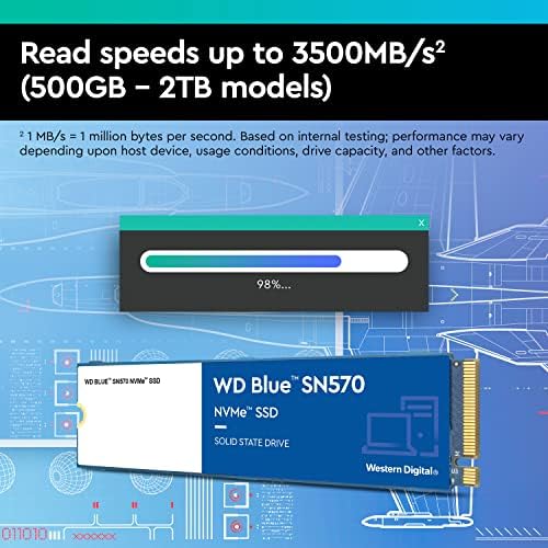 מערב דיגיטלי 4TB WD כחול כונן קשיח מחשב HDD - 5400 סלד, SATA 6 GB/S, מטמון 256 מגה -בייט, 3.5 ו- 1TB WD כחול SN570 NVME SOLID STADAND