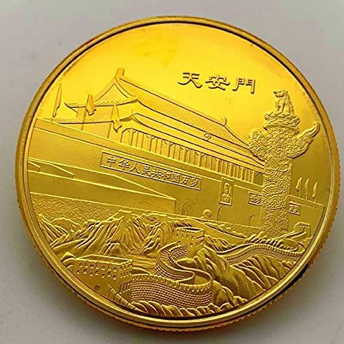 בייג'ינג טיאננמן מטבע זיכרון מצופה זהב מטבע קיר נהדר מטבע אספנות מטבע מזל מטבע מזל מטבע