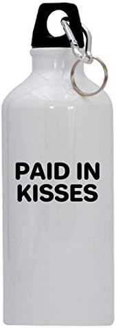 מתנות של Knick Knack משולמות בנשיקות - בקבוק מים מפלדת אל חלד 20oz עם קרבינר, לבן