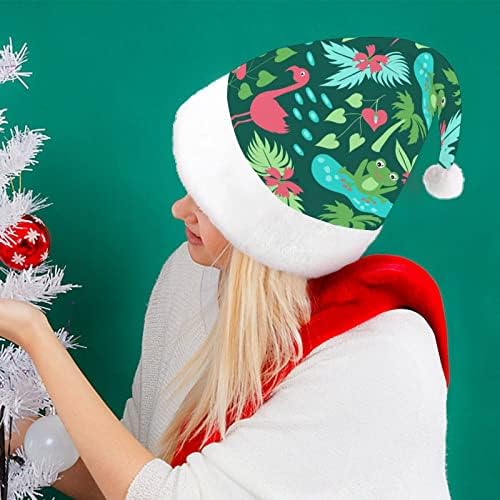 ג ' ונגל טרופי מצחיק חג המולד כובע סנטה קלאוס כובעי קצר קטיפה עם לבן חפתים עבור חג המולד חג מסיבת אספקת קישוט