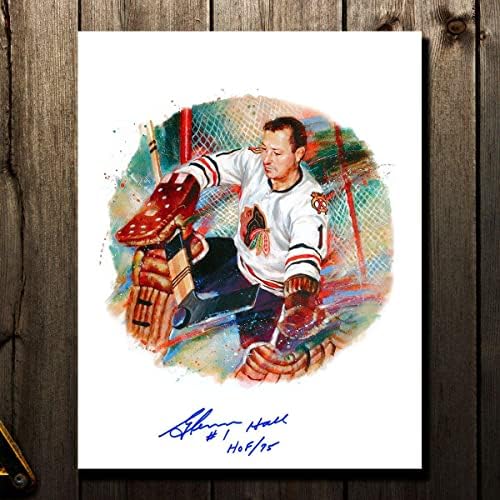 גלן הול שיקגו בלקוהוקס 2002 קנדה פוסט חתימה 11x14 ליטוגרפיה - תמונות NHL עם חתימה