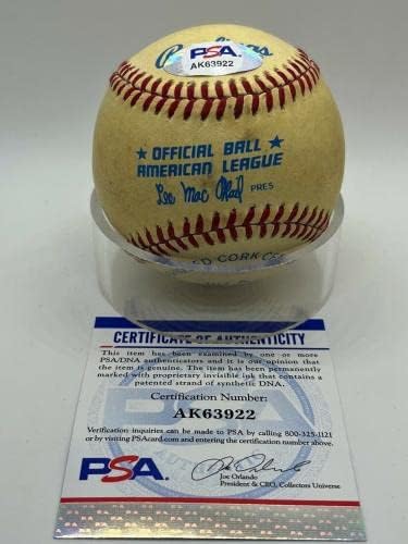 Lee Mac Phail Yankees Orioles חתום על חתימה רשמית OMLB בייסבול PSA DNA - כדורי בייסבול חתימה