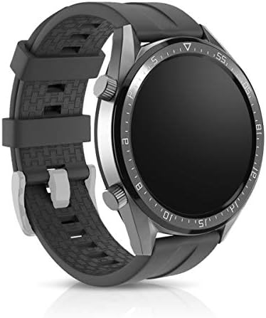להקות שעון Kwmobile תואמות את Huawei Watch GT - סט רצועות של 2 רצועות סיליקון חלופיות - שחור/כחול כהה