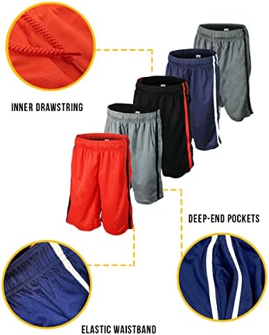 ברוקלין אנכי חבילה של 5 גברים של רשת אתלטי כדורסל מהיר יבש מכנסיים קצרים עם כיסים עבור חדר כושר, ריצה & מגבר; אימון