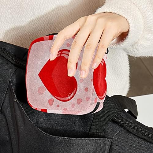 אחסון תיק עבור תחבושות היגייניות, נייד עבור נשים בנות רחיץ לשימוש חוזר, אדום לב ולנטיין