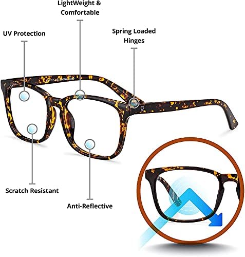 הקוראים הכחולים ביותר חוסמים משקפי קריאה - משקפי מחשב עם עדשה רפלקטיבית דקה, אנטיגלאר, מאמץ עיניים, הגנה על UV, מסוגנן לגברים ונשים