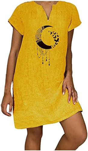שמלת Yayiya בנות קיץ סתיו שרוול קצר 2023 בגדים טרנדי V גרפי גרפי רופף מתאים שמלת רשת ויקטוריאנית לנשים
