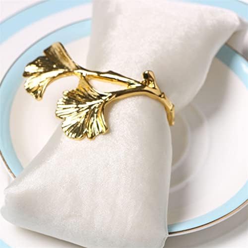 Ganfanren 10 יחידות זהב גינגקו מפית מפית אבזם חתונה לחתונה טבעת מפיתת מפית