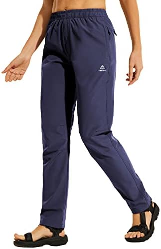 מכנסי טיול לנשים של היימונט מהירים יבש קלים עמידים בפני מים מותניים אלסטיים upf50 מכנסיים חיצוניים עם כיסי רוכסן
