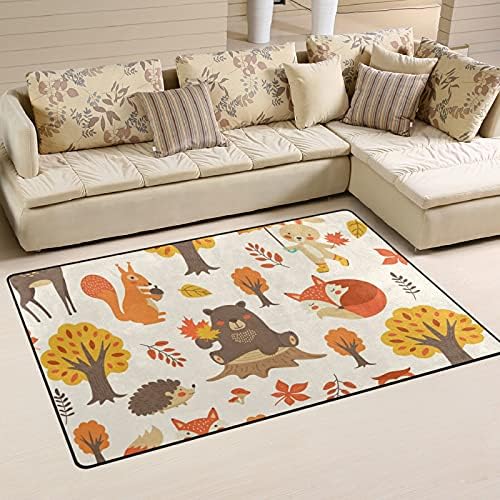 חיות יער נושאות שועל שועלים גדולים שטיחים שטיחים משתלת שטיח פליימאט לילדים משחק חדר שינה בחדר סלון 31x20 אינץ ', שטיח תפאורה ביתית