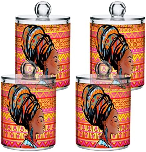 innewgogo אישה אפריקאית 2 חבילות כותנה מחזיק כדור כותנה מארגן מארגן מכולות זכוכית מפלסטיק עם מכסים מחזיק ספוגית כותנה מתקן מיכל אמבטיה