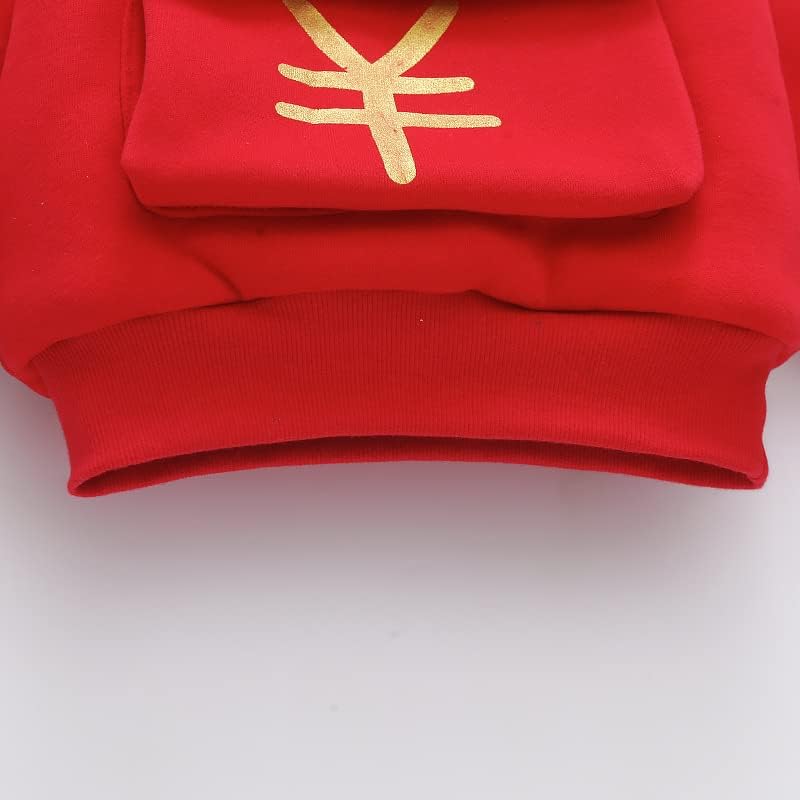 שנת ארנב הפעוט של גלגל המזלות הסיני אדום סווטשירטים רוח סינית בגדים לשנה החדשה בגדים סווטשירטים עם שרוולים ארוכים לבנים
