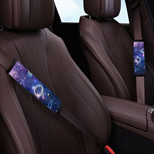 Dreaweet Galaxy Planet Car רפידות חגורת בטיחות מכסה מכסה 4 חבילות רצועת מושב נוחות רכה משענת ראש תמיכה בחגורת בטיחות כיסוי תיקי נסיעה