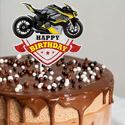 צהוב נצנצים יום הולדת שמח עוגת אופנוע עוגת אופנוע יום הולדת ליום הולדת לשטח ההר שטח עיצוב עיצוב ציוד 1 מקלחת לתינוק בנים בנים לילדים קישוטים