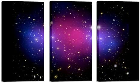 אמנות קיר לסלון, חלל גלקסי ממוסגר ציור שמן דקורטיבי סט יצירות אמנות מודרניות דקורטיביות מוכנות לתלות 20 x40