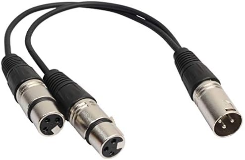 Hyperlink 30 סמ 3 PIN תותח XLR 1 זכר עד 2 כבל מתאם מחבר שמע נקבה לציוד מיקרופון/שמע.