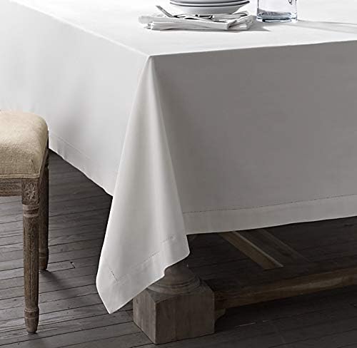 סגנונות FENNCO בצבע אחיד קלאסי תמרה שולחן גבול שולחן לשולחן אוכל, אירועים, חתונה, ארוחת ערב משפחתית 70 X140 אינץ ', לבן
