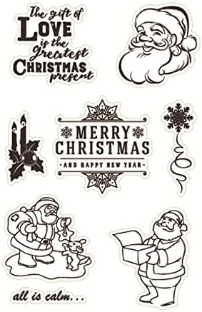 נושא חג מולד שמח בולים ברורים, כרטיסי חותמת גומי סיליקון לכרטיס גרוטאות לחג המולד של DIY מכין קישוט אלבום אלבום ציוד ציוד קריקטורה סנטה