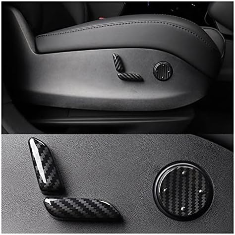 xushi התאמה לטסלה דגם X 2017-2020 ABS סיבי סיבי סיבי פנים מושב פנים כוונון כפתור כפתור כפתור מכסה מכסה מכוניות אביזרים