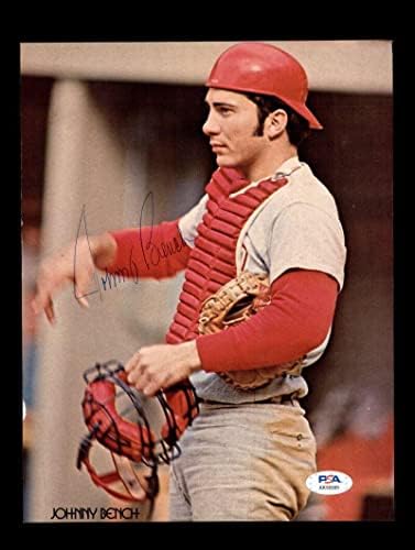 ג'וני ספסל PSA DNA חתום 8x10 צילום וינטג 'חתימה אדומים - תמונות MLB עם חתימה