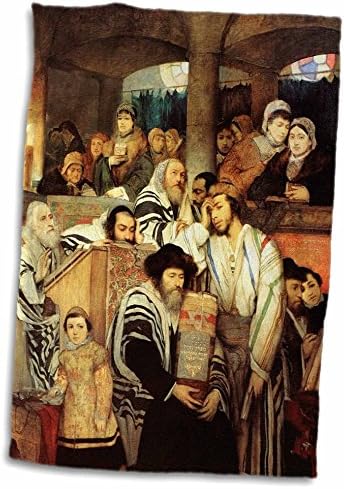 3DROSE PLORENE נושא יהודי - 1878 ציור יהודים המתפללים על יום כיפור - מגבות