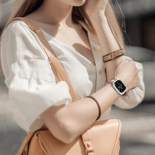 צמיד Reconmo Bling תואם לסדרה 8 להקת Apple Watch 45 ממ עם מארז שעון, רצועת חץ רזה ללהקת Apple Watch Series 7, תכשיטים ייחודי