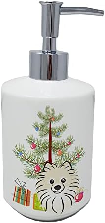 אוצרות קרוליין BB1579SOAP עץ חג המולד ומתקן סבון קרמיקה פומרניאני, בקבוקי משאבה של מתקן סבון יד למטבח אמבטיה, מיכל סבון נוזלי ריק, מיכל,