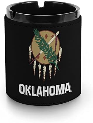 דגל של אוקלהומה פו עור מאפרה סיגריות מגש אפר סיגריות לקישוט שולחן משרד ביתי