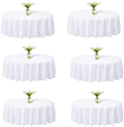 6 חבילה לבן עגול מפת שולחן-90 אינץ-רחיץ פוליאסטר שולחן בד דקורטיבי בד שולחן כיסוי לחתונה / מסעדה/אירועים/מסיבה
