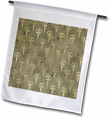 3drose תמונה שיקית של מספריים וינטג 'זהב על דפוס רקע ירוק - דגלים