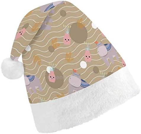 חג המולד סנטה כובע, היפופוטם פס חג המולד חג כובע למבוגרים, יוניסקס נוחות חג המולד כובעי לשנה חדשה חגיגי תלבושות חג מסיבת אירוע
