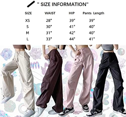 Chezmax מכנסי מטען רחבים לנשים בקיץ מכנסי רגל רחבים נושמים מכנסי רגל קלים משקל y2k מכנסיים משנת 2000 מצנח גותי
