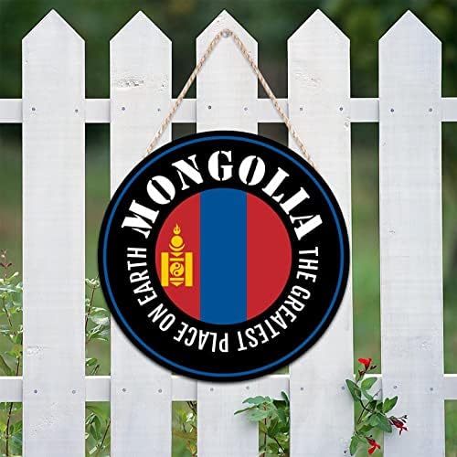 Bestorlove שלט ברוך הבא חזית לדלת המקום הגדול ביותר על כדור הארץ שלטי עץ עגולים של שלטי דגל מונגוליה דגלי חג דגל נופש קיר מודרני תלה עיצוב