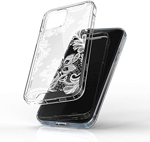 תואם ל- iPhone 12/12 Pro Chastal Crystal Design Floral Back Hargbed Hybrid PC+TPU פגוש מארז אטום הלם כיסוי מגן