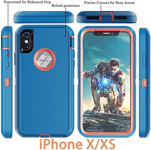 Ymhxcy לאייפון X Case iPhone XS מארז אגן אבק אבק אבק אבק אבק הוכחה 3 שכבות עמיד טלפון עמיד טלפון עמיד