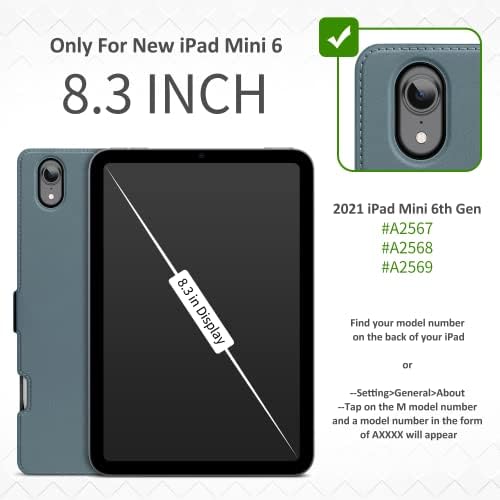 iPad Mini 6 Case 2021 iPad Mini דור 6 8 אינץ 'עור פרמיום עור טבעוני גב רך גב עמדת זעזועים עמדת עמד