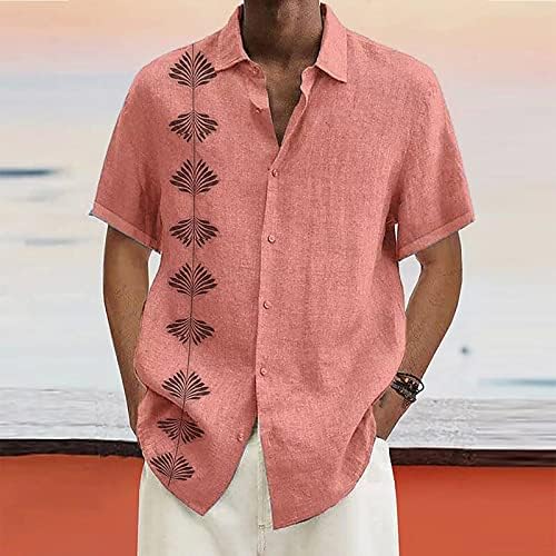 פלקמנארט גברים לנשימה מודפס פולובר אופנה דש חוף חג ללבוש חולצות רזה בכושר הוואי קצר שרוול חולצה