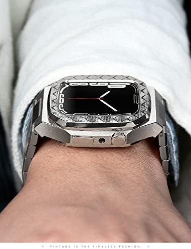 ערכת שינוי CNHKAU לוחית מתכתית עבור Apple Watch 8 7 6 5 4 42 ממ 44 ממ 45 ממ מסגרת שעון מסגרת מתכת החלפת רצועת IWatch 41 ממ