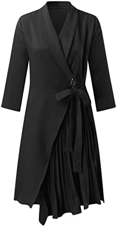 שמלת icodod נשים 2023 אביב קיץ פלוס גודל גודל מודפס שרוולים ארוכים שמלה קפלים לנשים עם חגורה