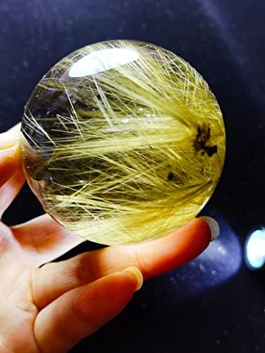 Tibet אמיתי Himalayan גובה גבוה זהב צלול זהב רוטלי גביש קוורץ כדור כדור כדור אורב 2.44 אינץ 'ריפוי רייקי רוחני