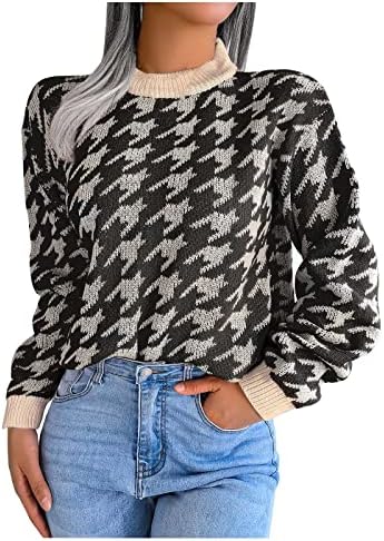 נשים סרוג סוודר סוודר אופנה בלוק בלוק סווטשירט סוודר 2022 סתיו חורף שרוול ארוך צוואר צוואר צוואר