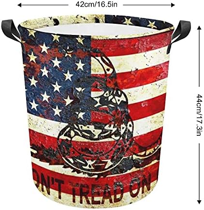אמריקאי דגל סל כביסת עם ידיות בד בד אחסון סל עגול עבור בגדי צעצועים
