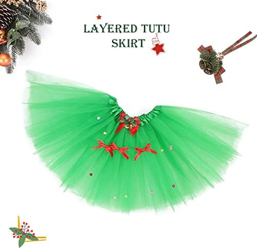 REETAN KIDS חג המולד חצאית טוטו טול טול בשכבה של סנטה טוטוס פסטיבל אלסטי תלבושת תלבושת חג המולד טוטו לילדים ולבנות