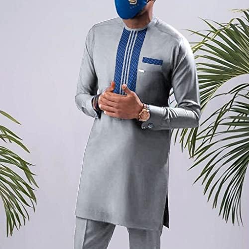 תלבושת אפריקאית לגברים בגדים Dashiki חולצה שרוול ארוך מזדמן ומכנסי אימונית מסורתית גנרית 2 חתיכות