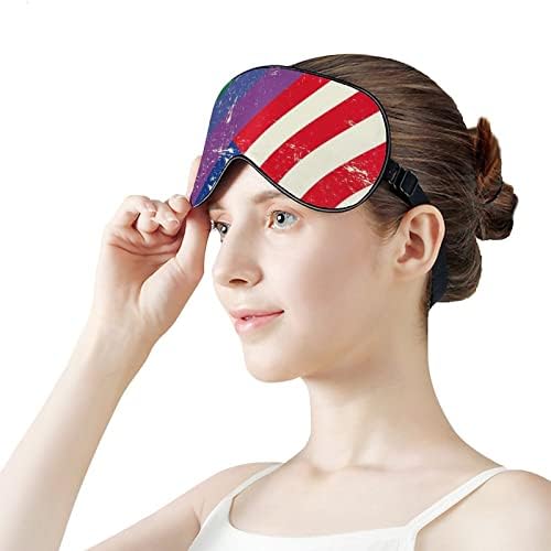 דגל הומוסקסואלי מעורב עם דגל אמריקאי מודפס מסיכת עיניים שינה רכה כיסוי עיניים מכוסות עיניים עם רצועה מתכווננת לילי נתיעה לנסיעות לגברים