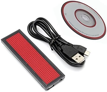 תגית LED אדומה תג, 44x11 פיקסלים נטענים מסך כרטיס ביקור נטען עם תכנות USB תצוגת שלט דיגיטלי לתערוכת מסעדות תערוכות מלון מועדון לילה