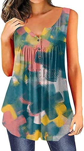 צמרות נשים טוניקת טנק ללא שרוולים 2023 חולצות טי קיץ שיפוע מוצק הנלי טשירט