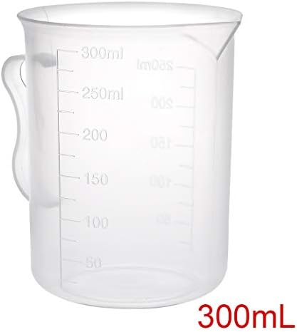כוס מדידה של UXCell 250 מל PP פלסטיק מדובר בכוס דואר בשקוף עם ידית לנוזלי מטבח מעבדה 4 יחידות