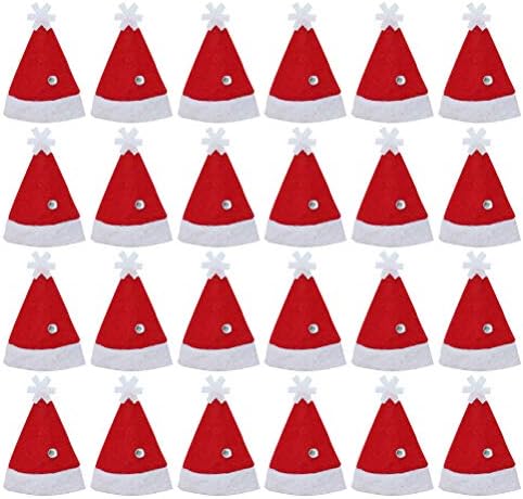 עבאודם 24 יחידות מיני חג המולד כובעי חגיגי אופנה חג המולד סוכרייה על מקל כובעי אופנה סוכרייה על מקל כורכת כיסויי סוכריות אריזה כובעי יין