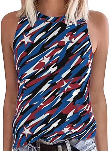 QCemeni קיץ 4 ביולי גופיות לנשים ליום העצמאות חולצות טריקו דגל אמריקאי חולצה ללא שרוולים פטריוטיות טיז בסיסיות